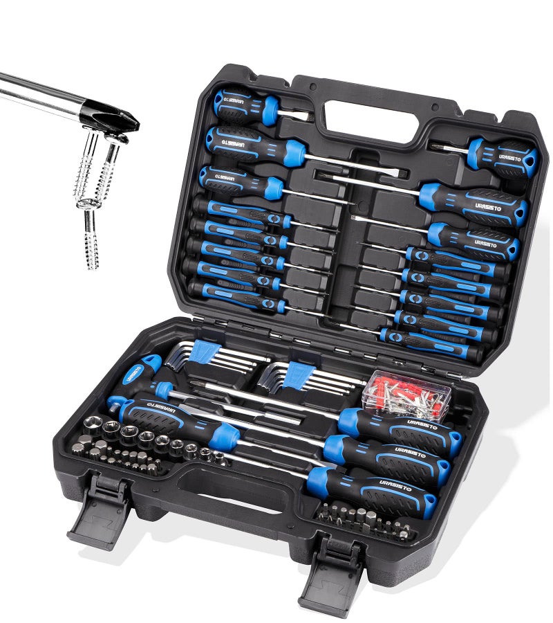 URASISTO 120-pieces Magnetic Screwdrivers Sets Includes Sockets  Slotted  Phillips  Hex  Torx and Precision Screwdriver Set Tools for Men  Repair Home - Image 1